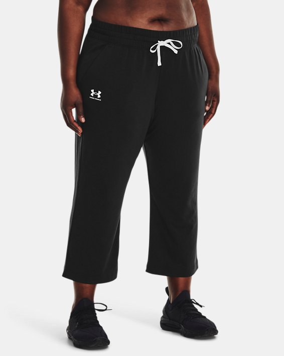 Women's UA Rival Terry Flare Crop Pants, Black, pdpMainDesktop image number 0